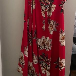 Red floral dress